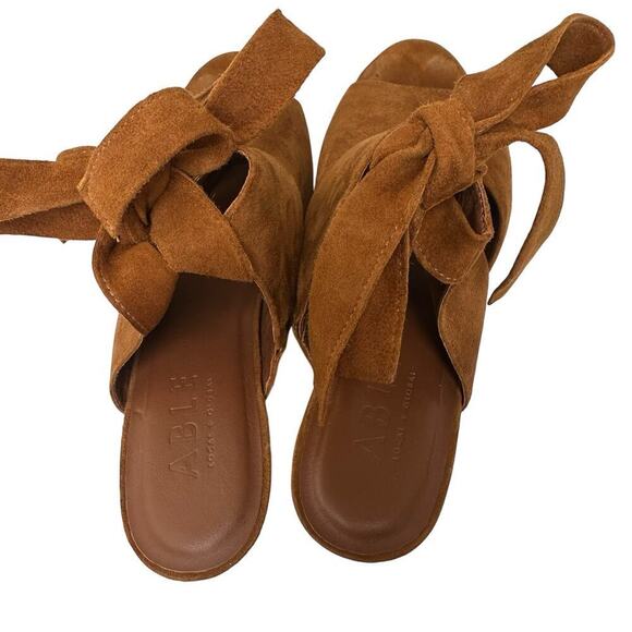 Brown Suede Ankle Wrap Tie Platform Wedges Heel Womens Sz 9M Soft Leather Brazil - Picture 6 of 16